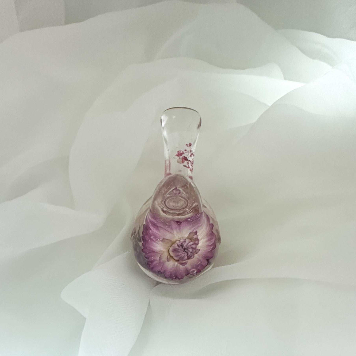 Straw Flower Enchanted Bloom Resin Bird Handmade Amethyst Gemstones