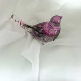 Straw Flower Enchanted Bloom Resin Bird Handmade Amethyst Gemstones