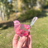 Lovebird Sparkle Figurines - Pink Heart Resin Bird - Handmade Charm