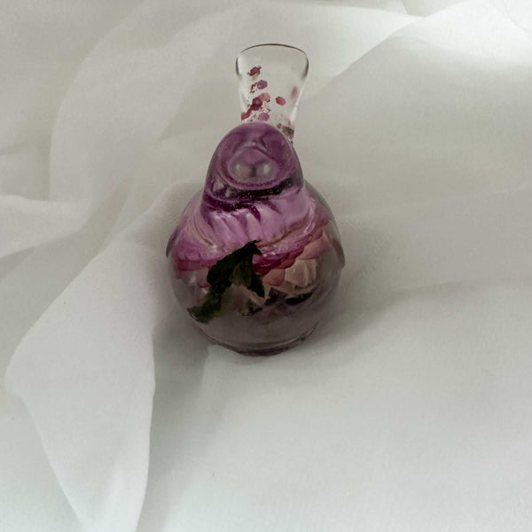 Straw Flower Enchanted Bloom Resin Bird Handmade Amethyst Gemstones