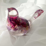 Rose Garden Resin Birds - Enchanted Floral Art with Amethyst Gemstones