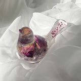 Rose Garden Resin Birds - Enchanted Floral Art with Amethyst Gemstones