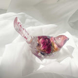 Rose Garden Resin Birds - Enchanted Floral Art with Amethyst Gemstones