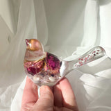 Rose Garden Resin Birds - Enchanted Floral Art with Amethyst Gemstones