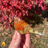 Maple Leaf Crystal Songbirds: Handmade Resin Art Rhinestone Bird Decor