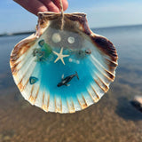 Ocean Serenity Suncatcher - Seashell & Resin Ocean Beach