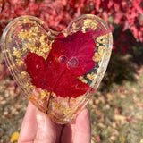 Maple Leaf Heart Tray - Handmade Resin Heart Tray with Maple Leaf