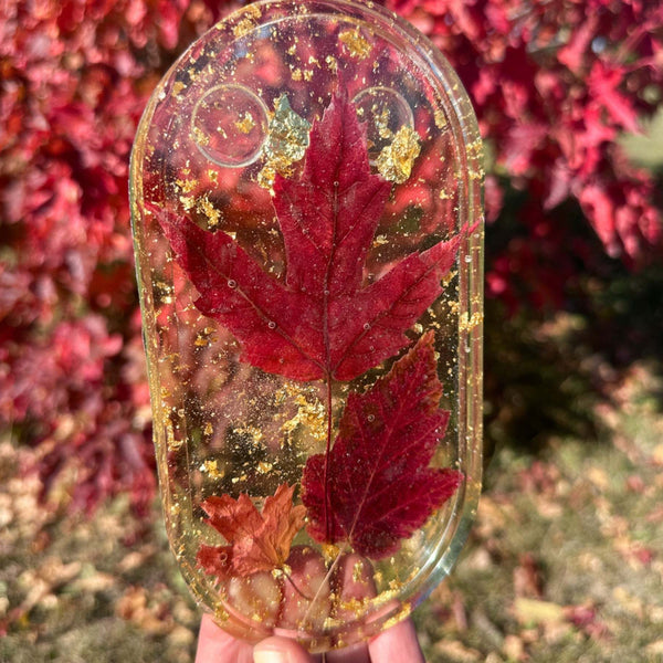 Canadian Maple Leaf Oval Tray - Handmade Resin Tray with Maple Leaf