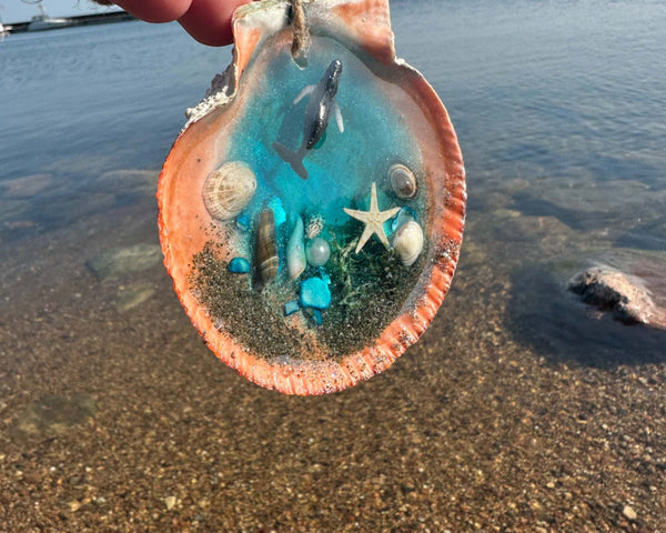 Whale Song Suncatcher - Seashell Resin Ocean's Charm  Suncatcher