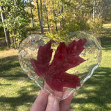 Canadian Maple Leaf Heart Coasters – Resin Decor with Gold Leaf Accent