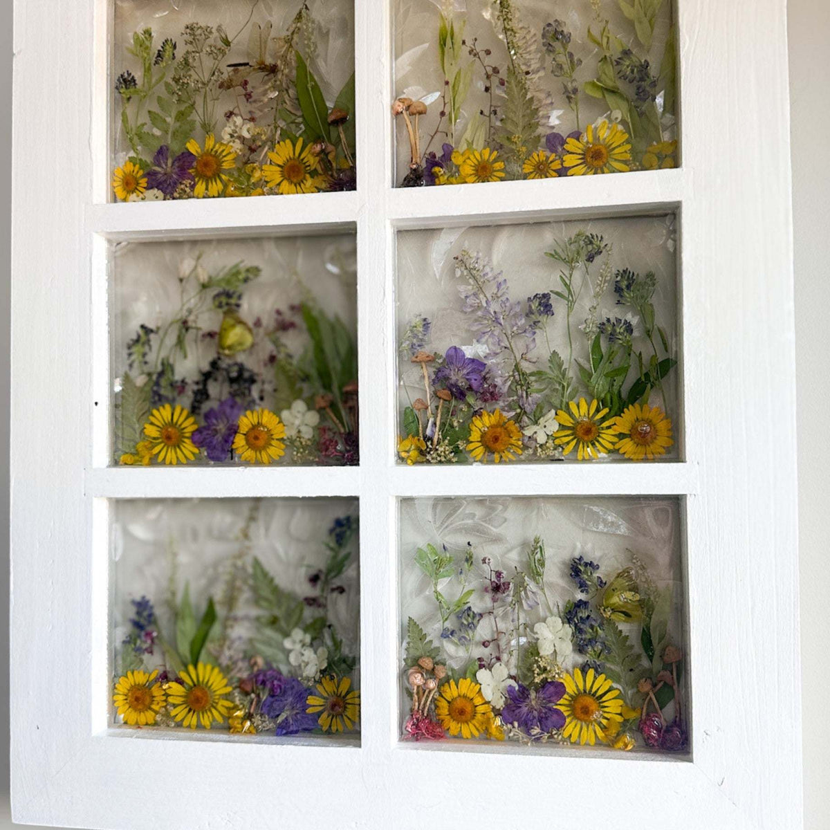 Enchanting Garden Window -Handmade Real Pressed Flower Window