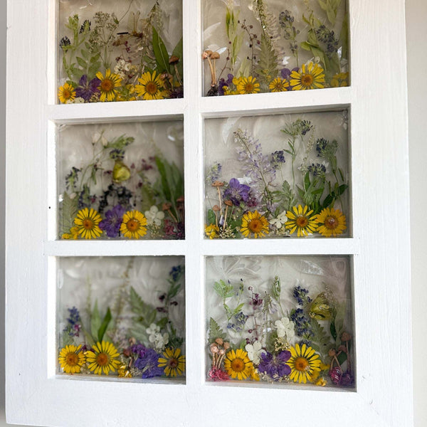 Enchanting Garden Window -Handmade Real Pressed Flower Window