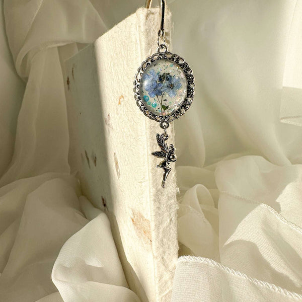 Forget-Me-Not Silver Bookmarks Handmade with Real Flowers & Charms