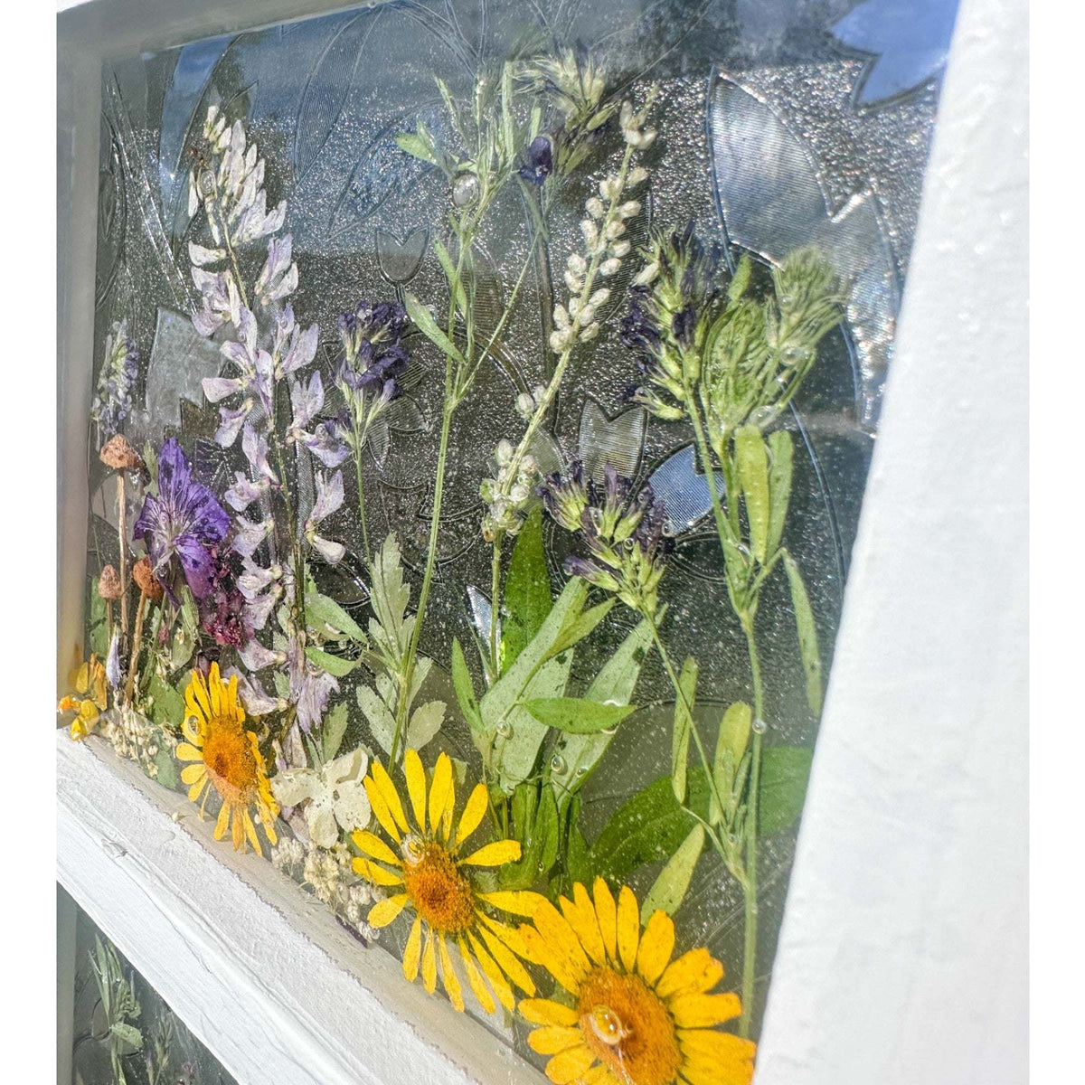 Enchanting Garden Window -Handmade Real Pressed Flower Window