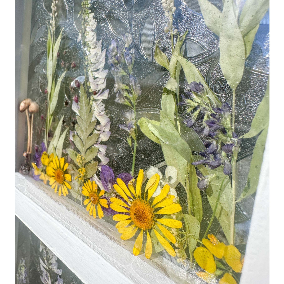 Enchanting Garden Window -Handmade Real Pressed Flower Window