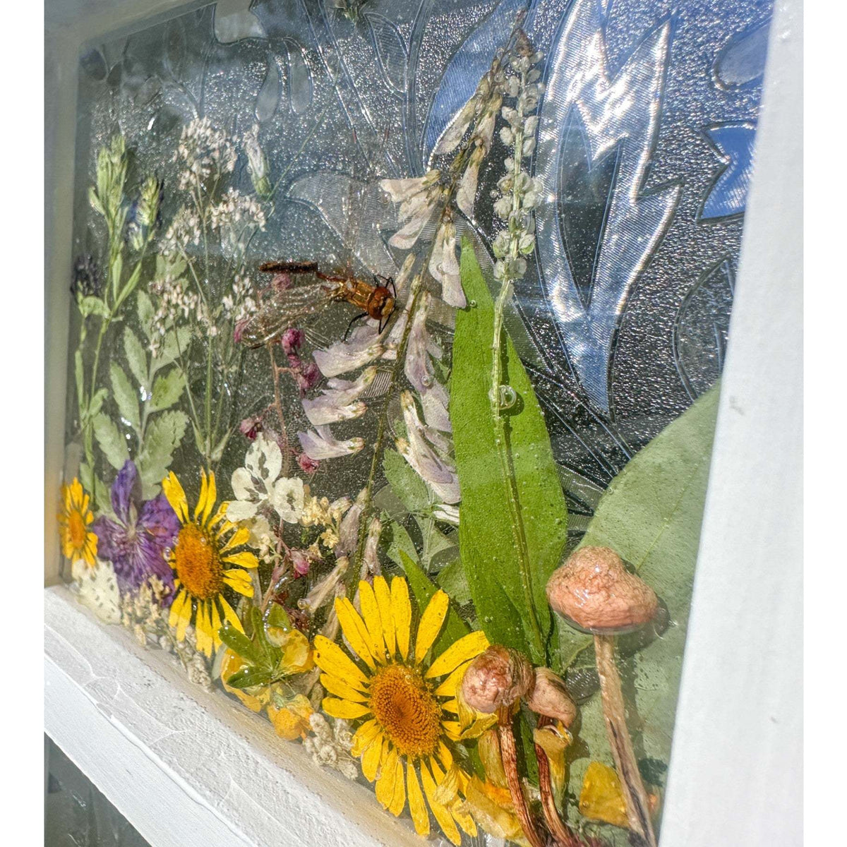 Enchanting Garden Window -Handmade Real Pressed Flower Window