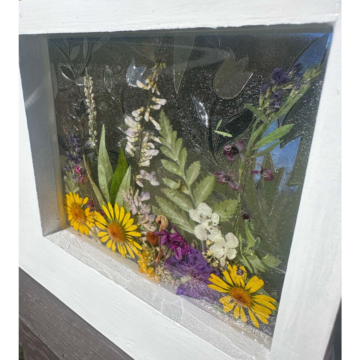 Enchanting Garden Window -Handmade Real Pressed Flower Window
