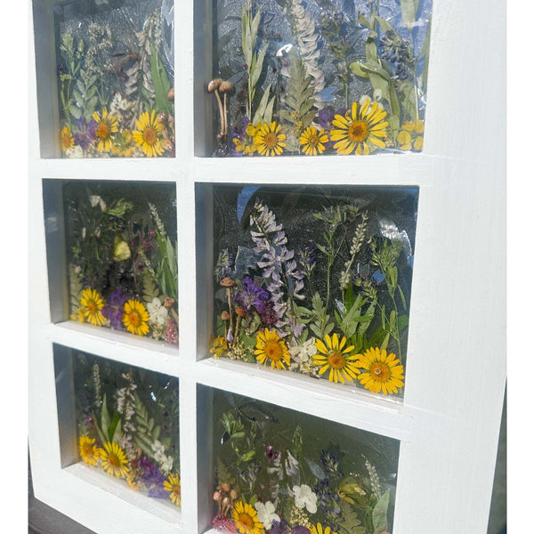 Enchanting Garden Window -Handmade Real Pressed Flower Window