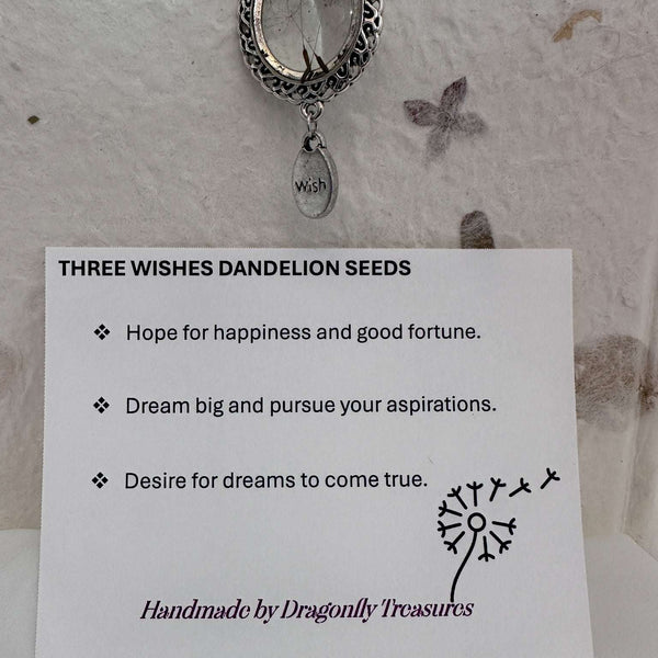 Three Wishes Dandelion Seed Bookmark – Gold-Tinted with Wish Charm