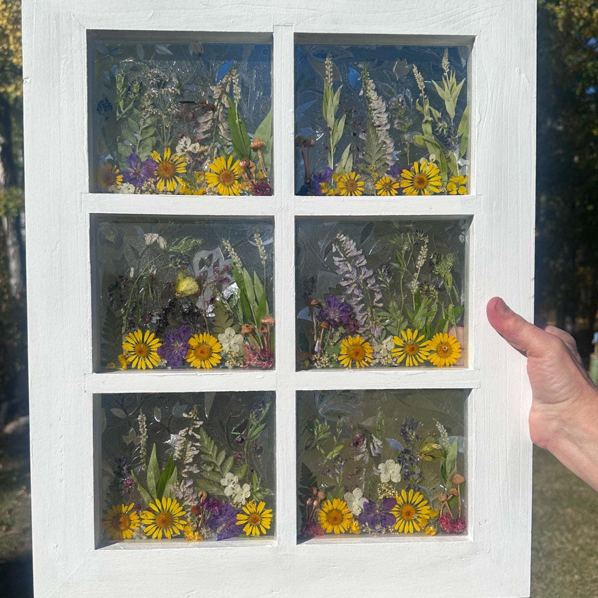 Enchanting Garden Window -Handmade Real Pressed Flower Window