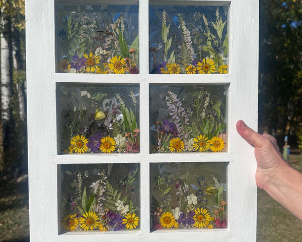 Enchanting Garden Window -Handmade Real Pressed Flower Window