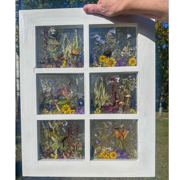 Woodland Wonder Window -Handmade Enchanted Forest Mushrom & Botanicals