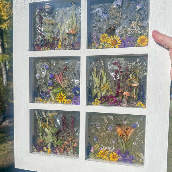 Woodland Wonder Window -Handmade Enchanted Forest Mushrom & Botanicals
