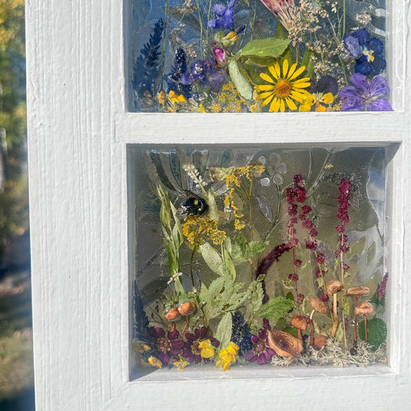 Woodland Wonder Window -Handmade Enchanted Forest Mushrom & Botanicals