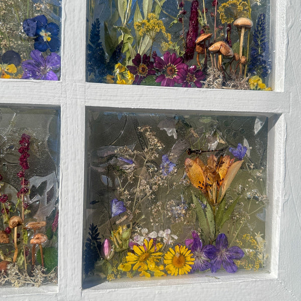 Woodland Wonder Window -Handmade Enchanted Forest Mushrom & Botanicals