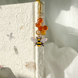 Honey Bee Bookmarks Handmade Honeycomb Dripping Honey & Bee Charm