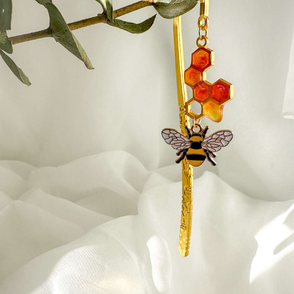 Honey Bee Bookmarks Handmade Honeycomb Dripping Honey & Bee Charm