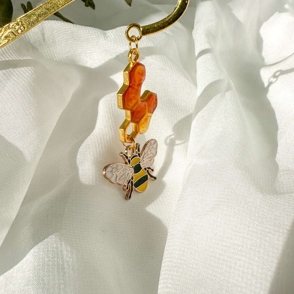 Honey Bee Bookmarks Handmade Honeycomb Dripping Honey & Bee Charm