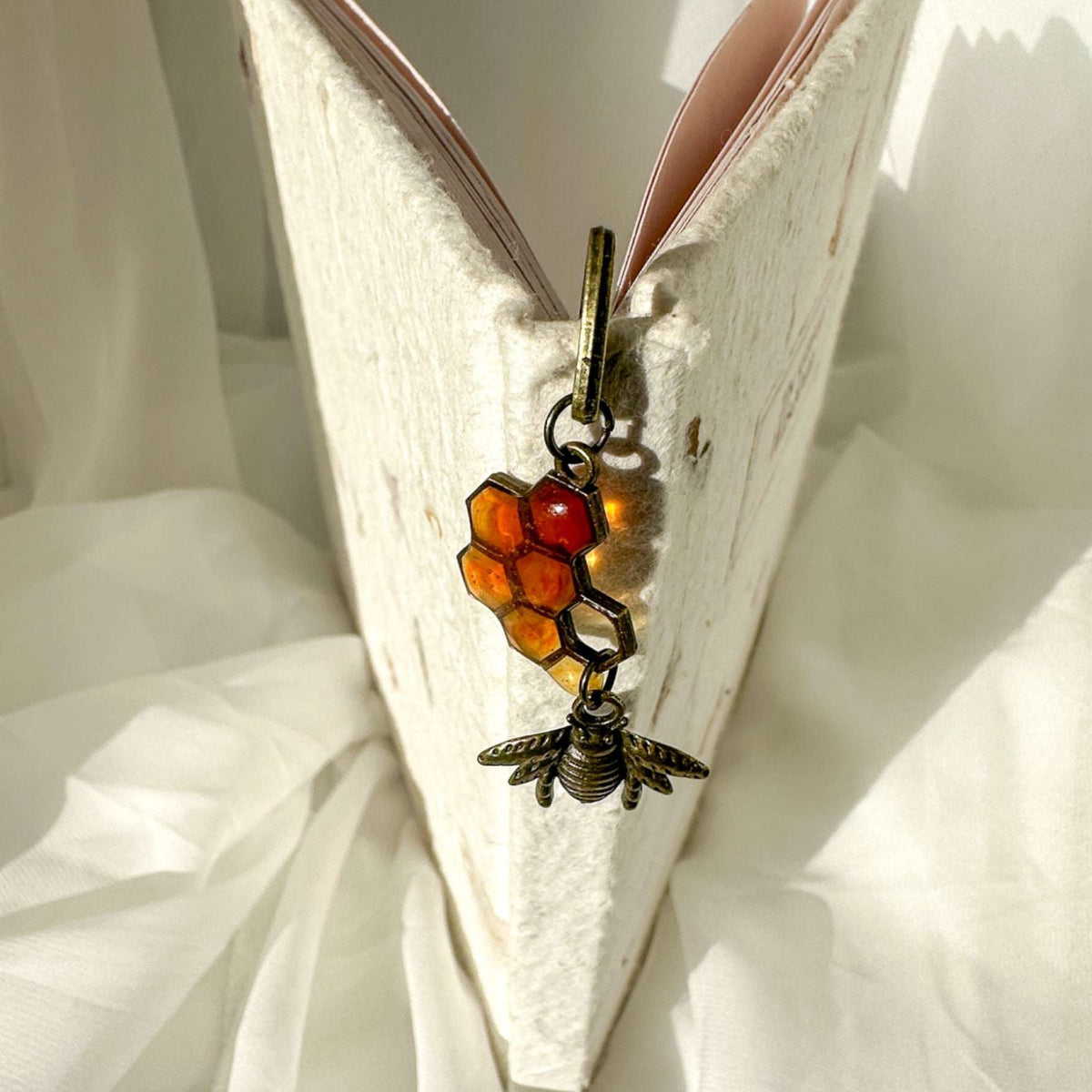 Honey Bee Bookmarks - Handmade Dripping Honey Comb Bee Charming