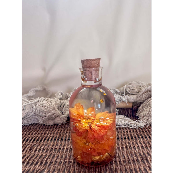 Seasons in a Bottle - Handmade Resin Bottle Night Light with Flowers