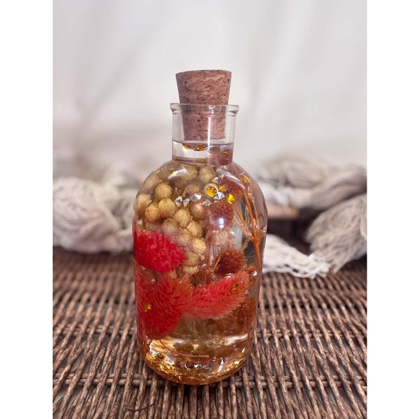 Seasons in a Bottle - Handmade Resin Bottle Night Light with Flowers