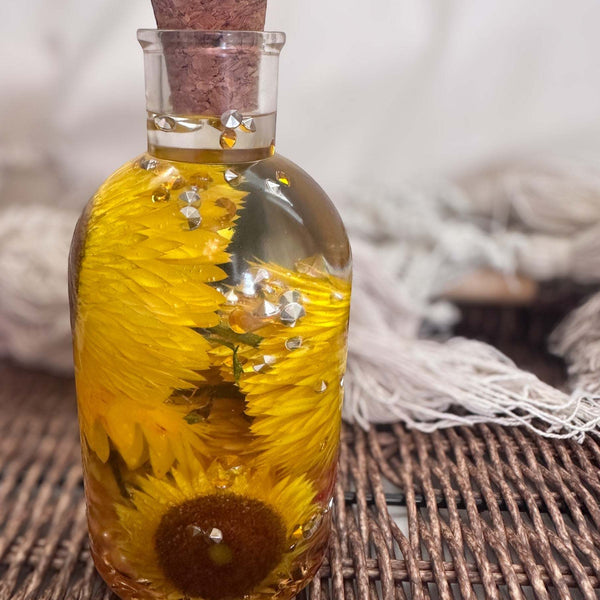 Seasons in a Bottle - Handmade Resin Bottle Night Light with Flowers
