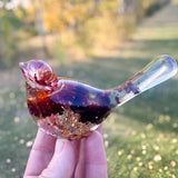Harvest Songbirds - Handmade Resin Birds with Strawflowers & Glitter