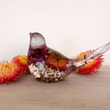 Harvest Songbirds - Handmade Resin Birds with Strawflowers & Glitter