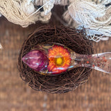 Harvest Songbirds - Handmade Resin Birds with Strawflowers & Glitter