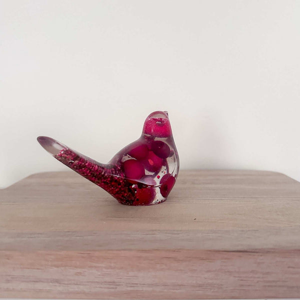 Berry Songbird - Handmade Unique Red Berry Resin Bird Decor