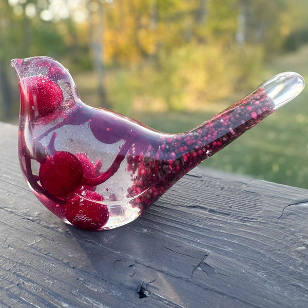 Berry Songbird - Handmade Unique Red Berry Resin Bird Decor