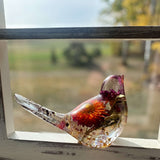 Harvest Songbirds - Handmade Resin Birds with Strawflowers & Glitter