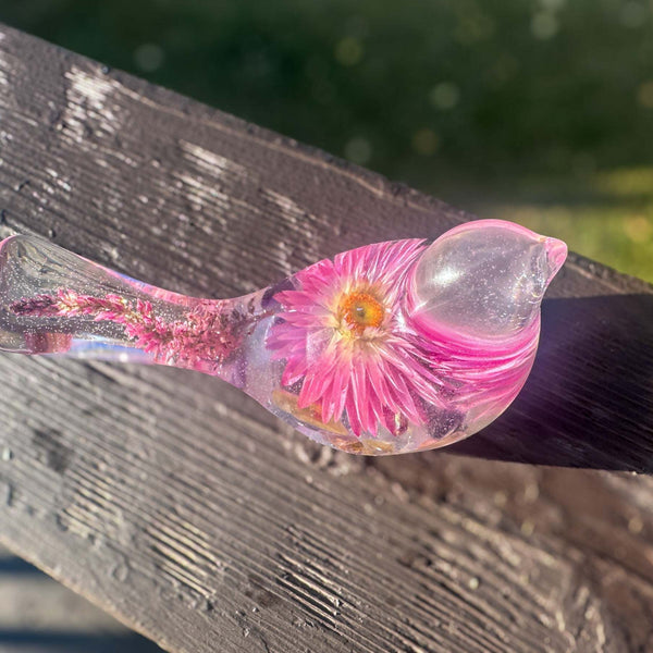 Strawflower Enchanted Bloom Fluorite Gemstone Handmade Resin Bird