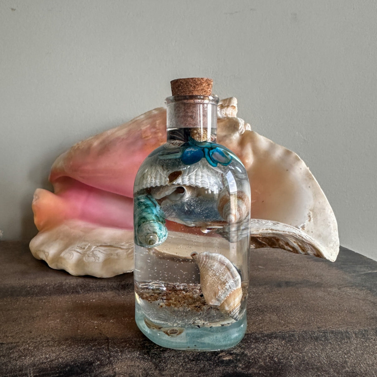 Ocean in a Bottle Home Decor Seashell Resin Night Light 