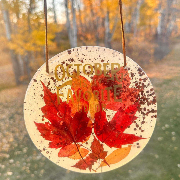 October Glow Maple Leaf Resin Wall Art - Handmade with Maple Leafs