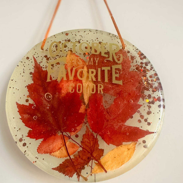 October Glow Maple Leaf Resin Wall Art - Handmade with Maple Leafs