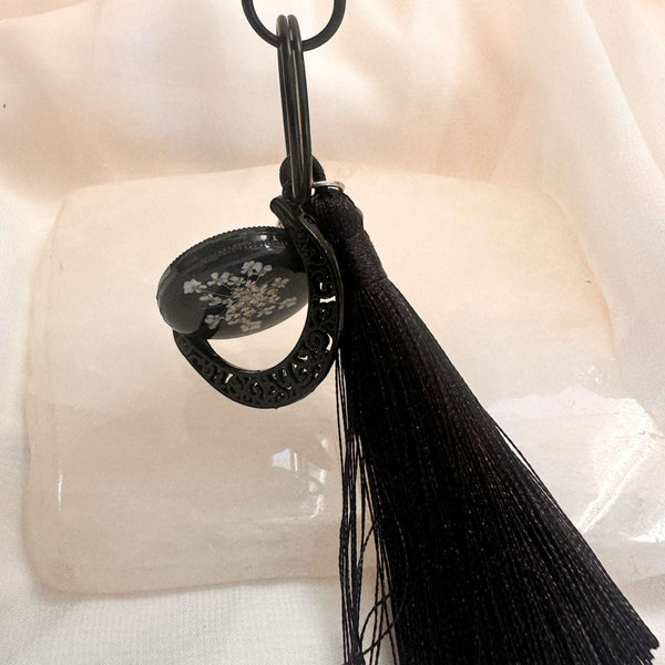 Moon Wish Bagcharm/Keychain - Handmade Rotating Moon Wish & Flowers