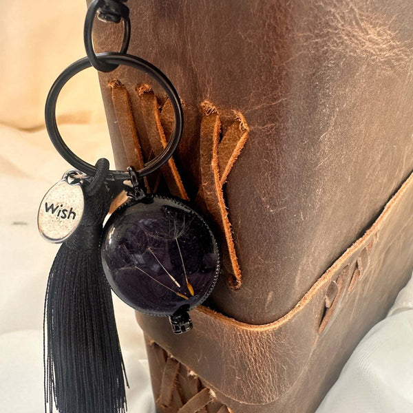 Moon Wish Bagcharm/Keychain - Handmade Rotating Moon Wish & Flowers