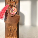 Moonlight Wishes Keychain – Rose Gold Floral & Dandelion Wish Charm