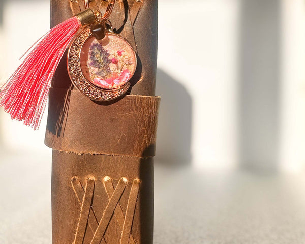 Moonlight Wishes Keychain – Rose Gold Floral & Dandelion Wish Charm